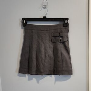 French Toast Gray Mini Skirt with Buckle Details